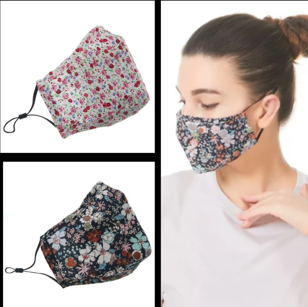 Bundle 2 fashion floral face mask adjustable